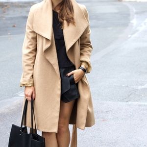 Mango Camel Lapel Wrap Coat